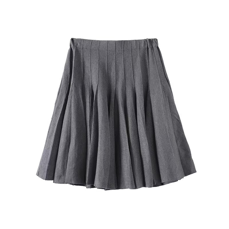suit Women's 2 pieces flying sleeve high neck knitted vest+Skirts