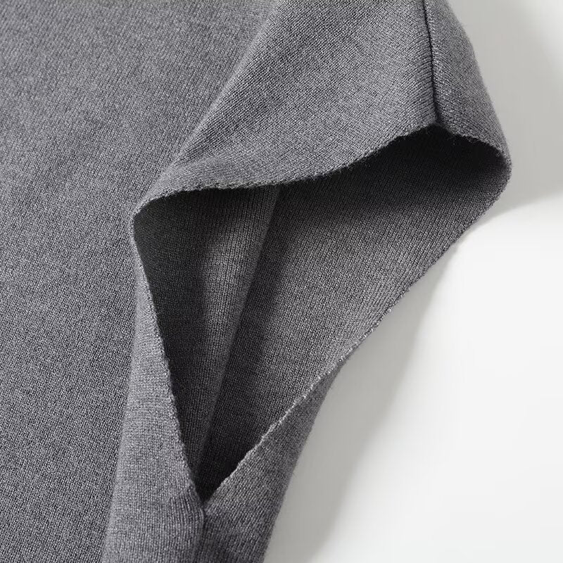 suit Women's 2 pieces flying sleeve high neck knitted vest+Skirts